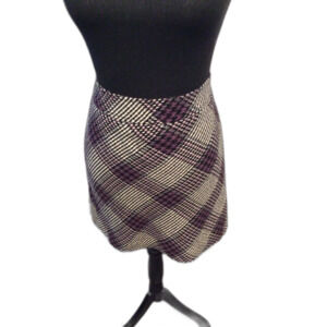 Ann Taylor Loft Petites Womens Purple Houndstooth Skirt Wool blend 4P